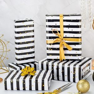 Fashion daily black and white striped polka dot gold foil gift card <b>glossy</b> cardstock packaging <b>paper</b> - Product Image 3