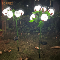 Nouveau panneau solaire LED de Toprex Decor coton artificiel fleur fleur lumière IP65 extérieur maison jardin aménagement paysager noël