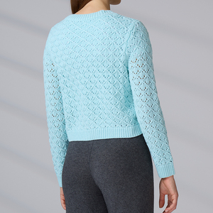Factory Custom Logo Knitwear Knit Round Neck Acrylic Knitted <b>Cardigan</b> <b>Sweater</b> With Button for Women - Product Image 5