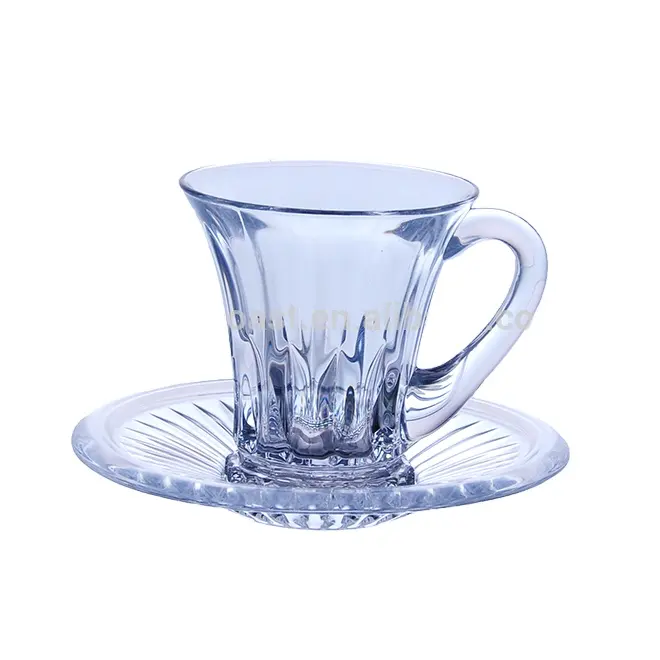 Tea Glass Wholesale Unique Vintage Custom Crystal Glass Boba Turkish Chinese Japanese Reusable Bubble Milk Afternoon Tea Cup With Saucers