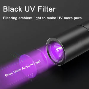 Mini lampe de poche UV de poche lentille de filtre noir 365nm torche UV lumière Ultra violette pour détecteur d'argent d'urine d'animal familier - Product Image 5