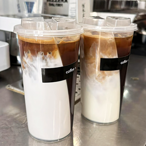 ถ้วยพลาสติกแบบใช้แล้วทิ้งพร้อมถ้วยชาบับเบิ้ลสองชั้นสไตล์ผนังเดียวสำหรับคนรักที่จะแบ่งปันกับฝา - Product Image 2