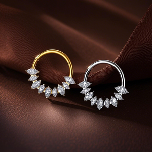 Ciondolo in titanio con zircone chiaro anello a segmento incernierato in PVD placcato naso <span class=keywords><strong>Septem</strong></span> anello per il corpo Piercing gioielli - Product Image 4