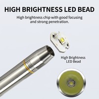 DUNFBIRD Lampe de poche d'inspection rechargeable IP65, faisceau blanc, acier inoxydable 304, lampe de poche porte-clés 18650, 700 lumens, 100-200M