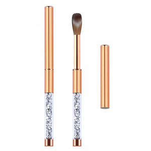 Pinceau à ongles en acrylique avec manche en cristal, tube or rose avec couvercle, logo personnalisé, taille 2 à 24, poils Kolinsky, pinceau de manucure - Product Image 3