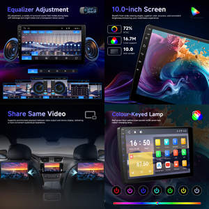 Lecteur MP5 pour voiture Podofo 2 Din 10'' avec CarPlay/Android Auto sans fil, autoradio avec écran tactile IPS, stéréo de voiture BT, OEM, vente en gros d'usine - Product Image 3