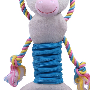 Juguete interactivo para perros 4 en 1-Estilo unicornio: papel arrugado + chirriador + banda elástica + cuerda de algodón, compañero de juegos para mascotas - Product Image 5