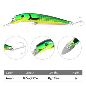 เหยื่อปลอมแบบมิโนว์ ขนาด 19.7 ซม. น้ำหนัก 49 กรัม ตา 3 มิติ สำหรับตก<span class=keywords><strong>ปลา</strong></span>ทะเล <span class=keywords><strong>ปลา</strong></span>ช่อน เหยื่อปลอมแบบวอบเบลอร์ เหยื่อปลอมแบบแครงค์เบท ริมฝีปากเหล็ก เหยื่อตก<span class=keywords><strong>ปลา</strong></span>แบบแข็ง - Product Image 2