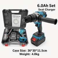 Perceuse à percussion au lithium 21V à double vitesse avec deux batteries, tournevis à main rechargeable OEM