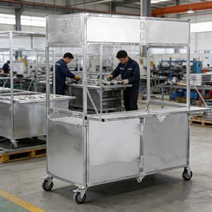 Remolque Plegable Ligero de Acero Inoxidable con 4 Ruedas para Venta Ambulante de Café, Helados, Hot Dogs, Dulces y Chips, Resistente a la Oxidación - Product Image 4