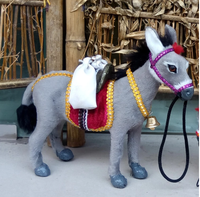 Figurine d'âne de ferme moderne, artisanat, fausse fourrure gris foncé, simulation d'animal, jouet éducatif pour enfants, décorations de Noël, usine