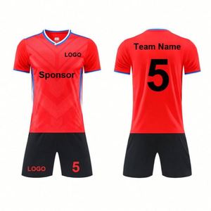 Wholesale Custom Plus Size Football Jerseys Heat-Transfer Printed 220G Quick Dry Short Sleeves 2026/27 Breathable <b>Red</b> Soccer Top - Product Image 1