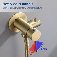 Ensemble d'accessoires de pulvérisation pour bidet moderne en laiton doré brossé, Shattaf, eau chaude/froide, haute pression, écologique, installation facile