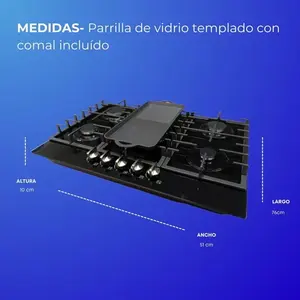 เตาแก๊สแบบฝัง 5 หัวเตา ยี่ห้อ Shorbull ขนาด 36 นิ้ว ผลิตจากสแตนเลส ใช้ได้ทั้งแก๊สและน้ำมัน พร้อมเตาปิ้งย่าง ทำความสะอาดง่าย ให้ความร้อนเร็ว - Product Image 5