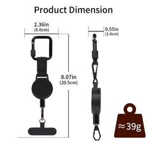 Retractable ABS Anti-Theft Phone Holder Scalable Anti-theft Cellphone Buckle <b>Key</b> Chain <b>Lanyard</b> Strap Carabiner - Product Image 4