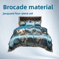 Europäisches Spitzen-Satin-Jacquard-Vierteiliges Set Luxuriöses Gewaschenes Seiden-Bettlaken und Bettbezug