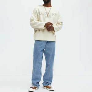 Sweat-shirt de luxe pour hommes, respirant et anti-bouloches, de haute qualité, effiloché et surdimensionné avec logo imprimé personnalisé - Product Image 2