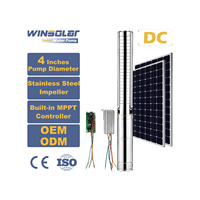 Pompes à eau solaires submersibles DC WINSOLAR avec contrôleur intégré et roue à aubes en acier inoxydable 304 de 4 pouces de diamètre