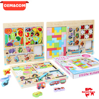 Juego de Tablero de Actividades Montessori 3 en 1, Rompecabezas de Formas, Bloques de Tráfico, Juego de Laberinto, Juguetes Educativos para Niños y Niñas