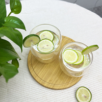 Mug en verre borosilicate à double paroi de 200 ml, transparent, écologique, moderne, avec logo personnalisé, pour les fêtes, pour boire de l'eau ou du café