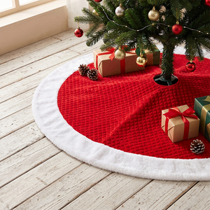 Red Quilted Diamond <b>White</b> Fur <b>Christmas</b> <b>Tree</b> Skirt Adornos Para Arbol De Navidad Luxury Holiday Home Supply - Product Image 1