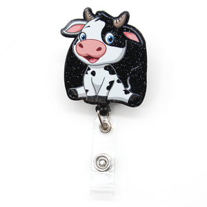 Carretes de insignia divertidos Retráctil Silly Goose Cow Turtle Badge Holder para enfermera Enfermería Nombre Etiqueta Tarjeta Accesorios Glitter Badge Reel - Product Image 2