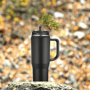 Anax Stainless Steel Eco-Friendly Tumbler Vacuum Insulated with Straw Travel <b>Mug</b> Black Modern Minimalist Design <b>Boxed</b> - Product Image 3