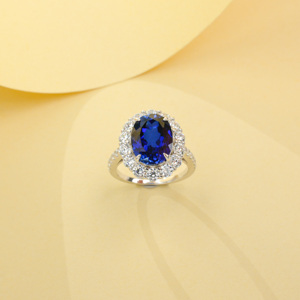 แหวนเงิน 925 ประดับไพลินทรงวงรี ดีไซน์หรูหราสำหรับผู้หญิง - Product Image 3