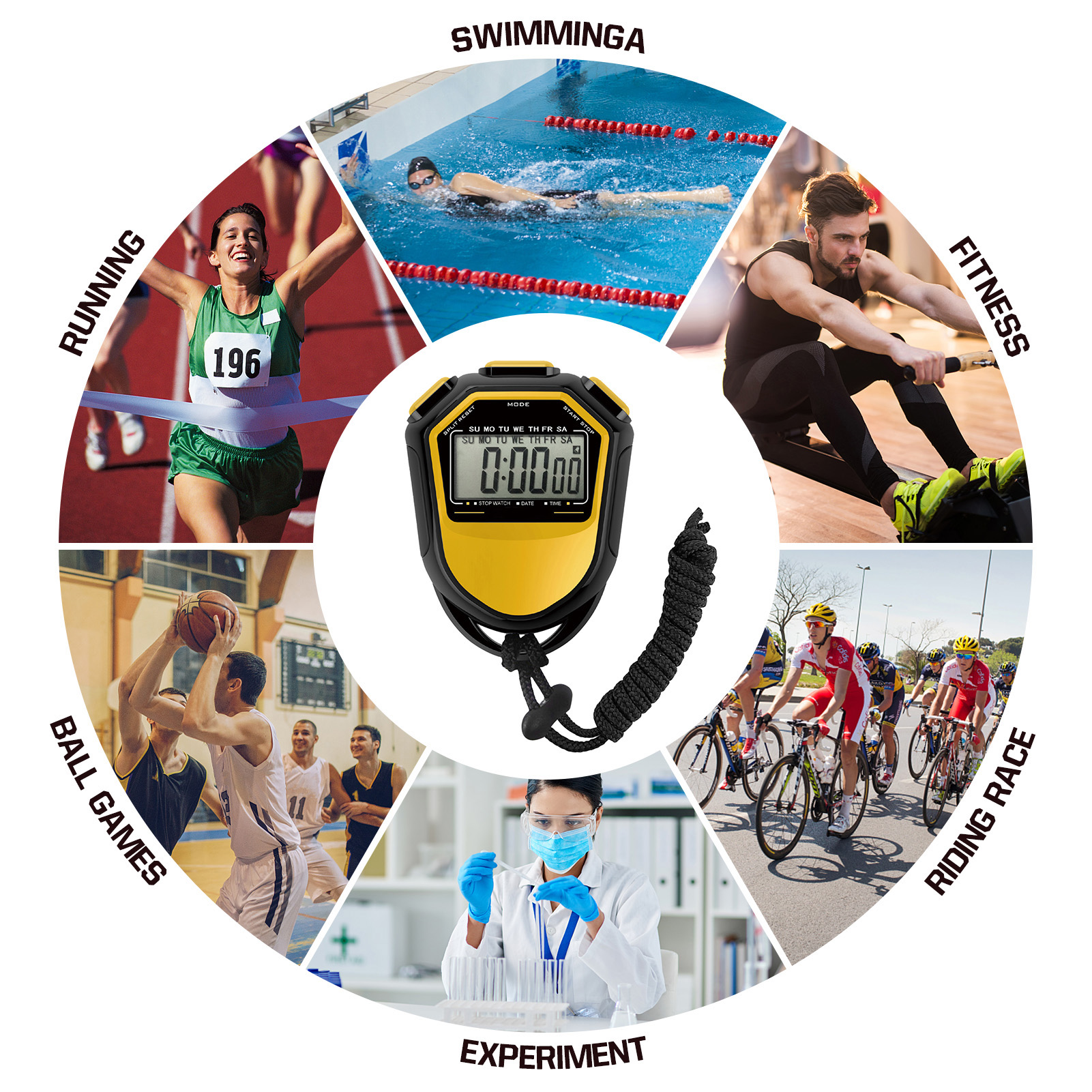 Waterproof Stopwatch Digital Handheld LCD Timer Chronograph Sports Counter With Strap For Swimming Running Football Training 636b40a598ccaab0f2ebf5e8