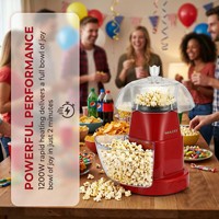 Machine à Popcorn Électrique Sans Huile 1200W à Air Chaud Rapide avec Grand Bol de Service pour Soirées Cinéma à Domicile