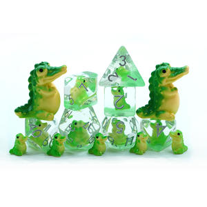 Jeu de dés RPG faits à la main de haute qualité conception de Crocodile à bord rond polyédrique alliage de Zinc en résine bon marché pour les jeux du MDN - Product Image 3