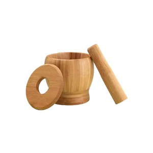 Écraseur d'ail en bois massif, mortier et pilon manuels en bois pour herbes et épices - Product Image 5
