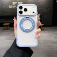 Casing HP iPhone 17 Pro Tpu Pc Magnetic Ring Holder Putar 360 Derajat Grip Airbag Anti Shock Hitam Pink Oem Grosir
