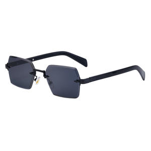 Lunettes de soleil personnalisées sans monture pour hommes, verres polarisés noirs en PC, protection UV400, pour le cyclisme en extérieur, style Instagram. - Product Image 1
