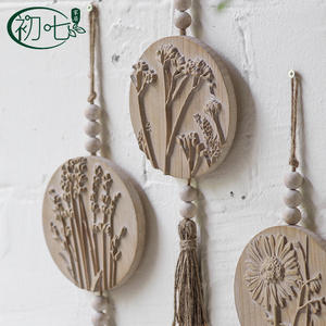 Decoraciones Colgantes de Pared Estilo Bohemio, Adornos Circulares Florales de Madera para la Entrada del Hogar - Product Image 2