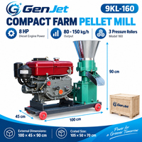 Machine à granulés de nourriture pour animaux GenJet Diesel avec moteur de 8 CV, presse à deux rouleaux et une production de 80 à 100 kg par heure pour les petites exploitations agricoles