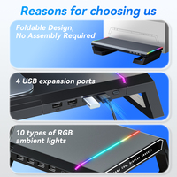Support d'écran d'ordinateur pliable réglable en hauteur avec 4 ports USB en stock