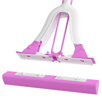 Tête de balai microfibre triangulaire en PVA avec éponge remplaçable, manche télescopique et perche d'extension, outil de nettoyage ménager
