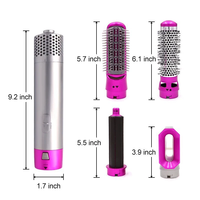 Vente chaude 2025 Ensemble de coiffure rouge rose, peigne chauffant à air chaud en une étape, boucleur avec brosse interchangeable, tête rotative, brosse sèche-cheveux