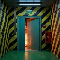 Grande porte coupe-feu double battante en acier avec fenêtre d'observation, porte ignifugée pour entrepôt, entrée de sous-sol
