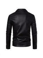 Blouson Motard Homme en Similicuir PU, Col Pointu, Fermeture Éclair Intégrale, Coupe Slim Décontractée, Mode Printemps Automne 2025