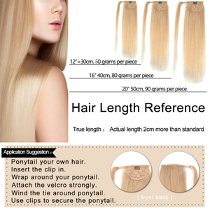 Extensions de cheveux queue de cheval à enrouler, cheveux humains vierges Remy, 12 à 40 pouces, 80 à 100g par paquet, installation facile avec clip, peigne et bande magique - Product Image 5