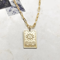 Minimalis 18K Kalung Berlapis Emas, Baja Nirkarat Kalung Kartu Tarot Kalung untuk Pria & Wanita