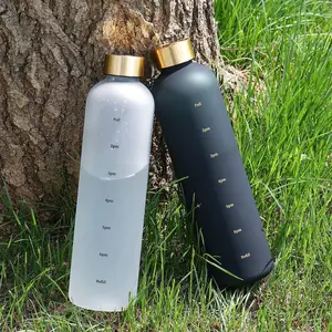Tritan PP 1000毫升透明塑料水瓶，带渐变颜色水瓶，带刻度