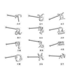 Uñas pequeñas de plata de ley <span class=keywords><strong>2022</strong></span> para hombre <span class=keywords><strong>y</strong></span> mujer, joyería para piercing de cabeza redonda, con textura ligera de lujo del zodiaco 12, novedad de 925 - Product Image 5