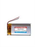 Jam tangan HEADphone MP3 L087, 3.7V 650mAh 802040 2 kabel Lithium Ion/baterai Li-Ion untuk TWS Rekam Pen