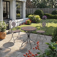 Ensemble de mobilier d'extérieur moderne et durable, 3 pièces, chaise et table de bistrot en fer, pour balcon, jardin, hôtel/salon