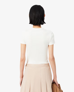 Camiseta de Verano Casual para Mujer, Cuello Redondo, Manga Corta, Ajustada, Blanca, de Punto, para Uso Diario - Product Image 2