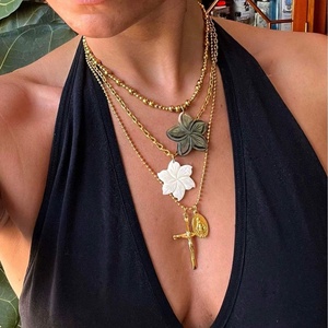 Collares de Moda con Colgante, Collar de Acero Inoxidable Chapado en Oro, Collar con Cruz de la Virgen María, Collar de Acero Inoxidable Dorado - Product Image 2