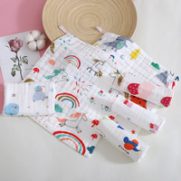 Serviette à capuche pour bébé en gaze de coton pur tissée six couches, séchage rapide, antibactérienne, imprimé dessin animé, pour le visage, la salle de bain et la chambre